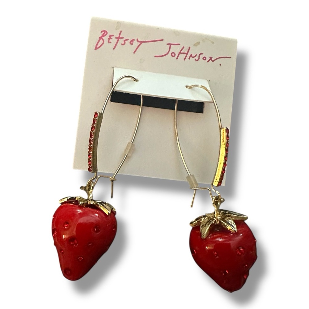 Betsey Johnson Baby Cakes  Red Strawberry Resin Earrings‎ NWT - Picture 6 of 10